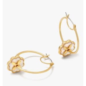 Kate Spade Gold and Cream Flower Hoop Earrings